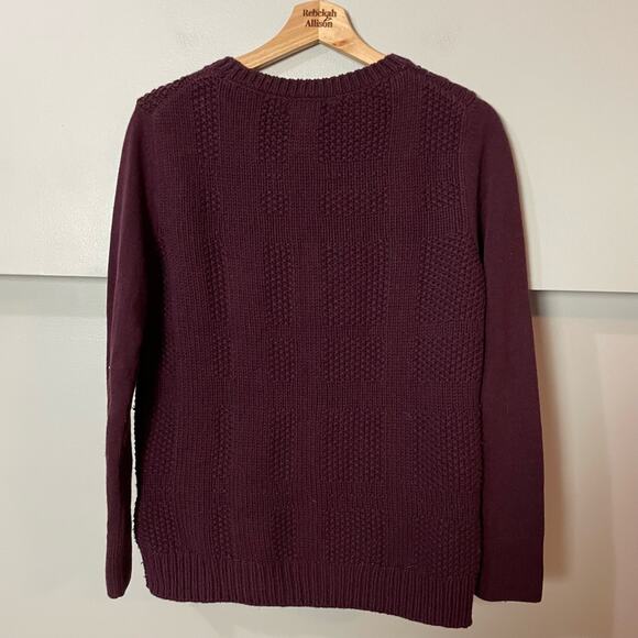 Barbour Etal Crew Sweater Wool & Cashmere Cable Knit Purple Women’s SZ 12 EUC - Picture 8 of 9